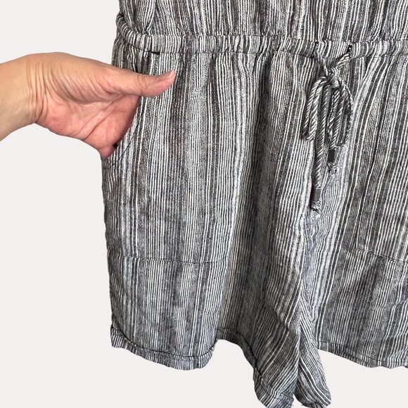Kelly Renée Sleeveless Striped Romper Jumpsuit Drawstring Waist Pockets Size L - Picture 5 of 14